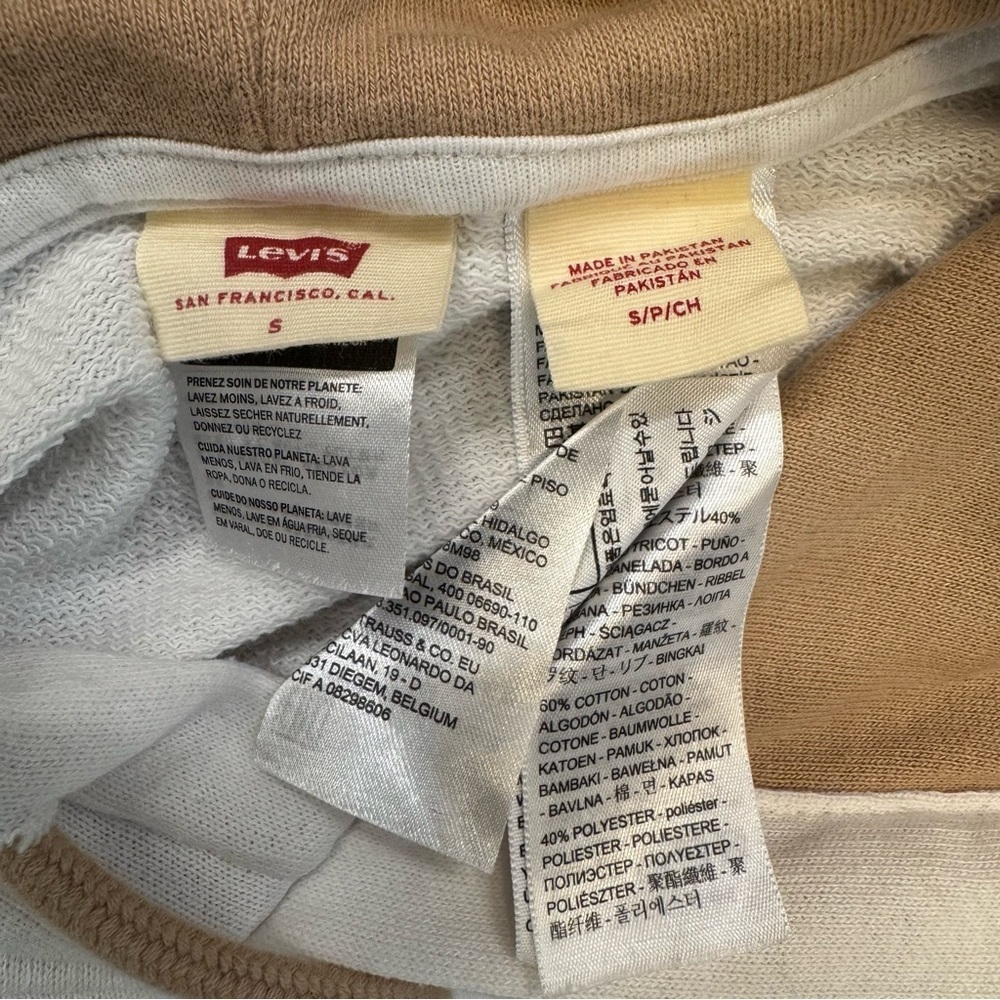 Levi’s Women’s Cropped Pullover Hoodie White Sz. S Drawstring - Picture 6 of 8